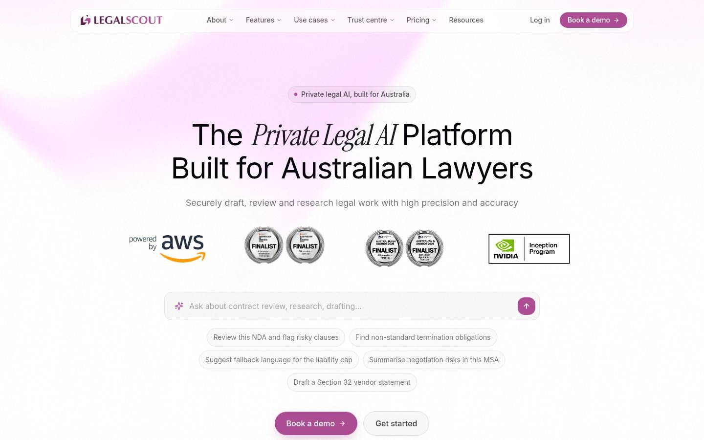 Homepage of Legal Scout