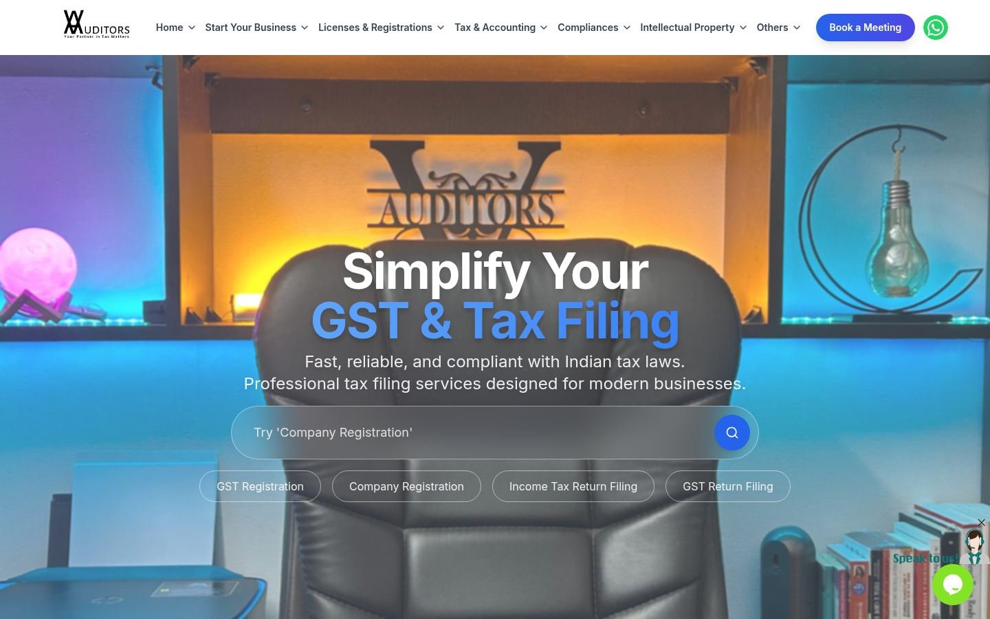 Homepage of V Auditors